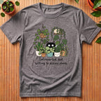 Introverted But Willing to Discuss Plants T-Shirt - with cat