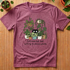Introverted But Willing to Discuss Plants T-Shirt - with cat