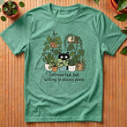 Introverted But Willing to Discuss Plants T-Shirt - with cat