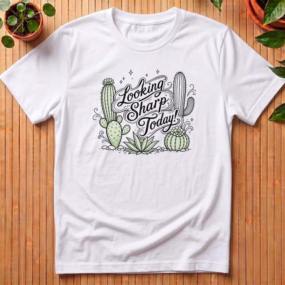 Looking Sharp Today T-Shirt - with pastel cactii